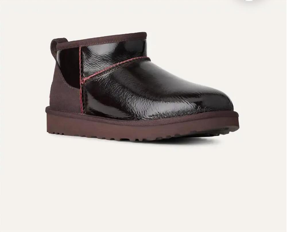 NEW UGG women's classic ultra mini crinkle boots in dark caramel